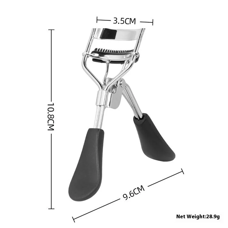 Manual A4 eyelash curler with comb in carbon steel and ABS plastic, shown in a selection of colours.