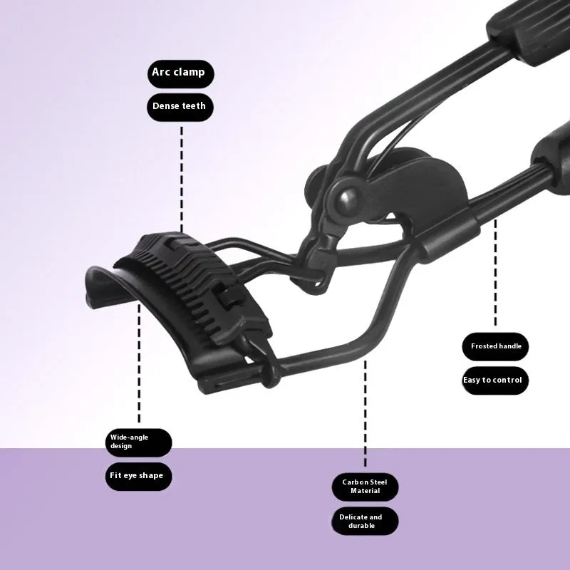 Manual A4 eyelash curler with comb in carbon steel and ABS plastic, shown in a selection of colours.