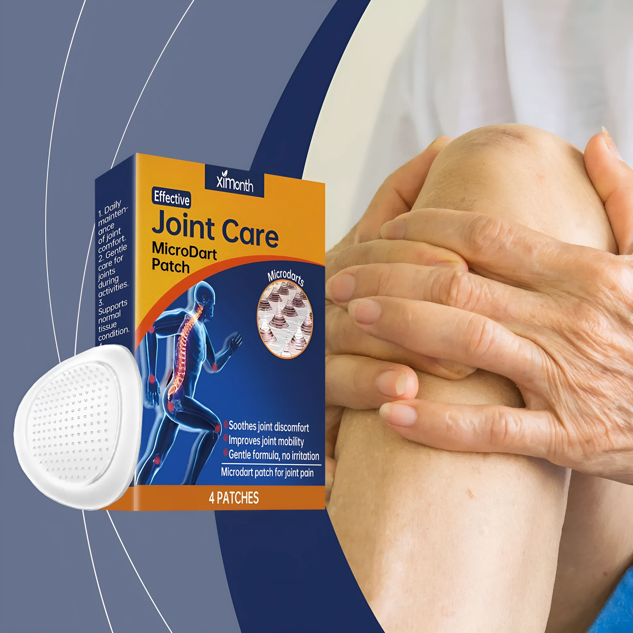 Four joint care microneedle patches with natural moxa, ginger, and bee venom ingredients