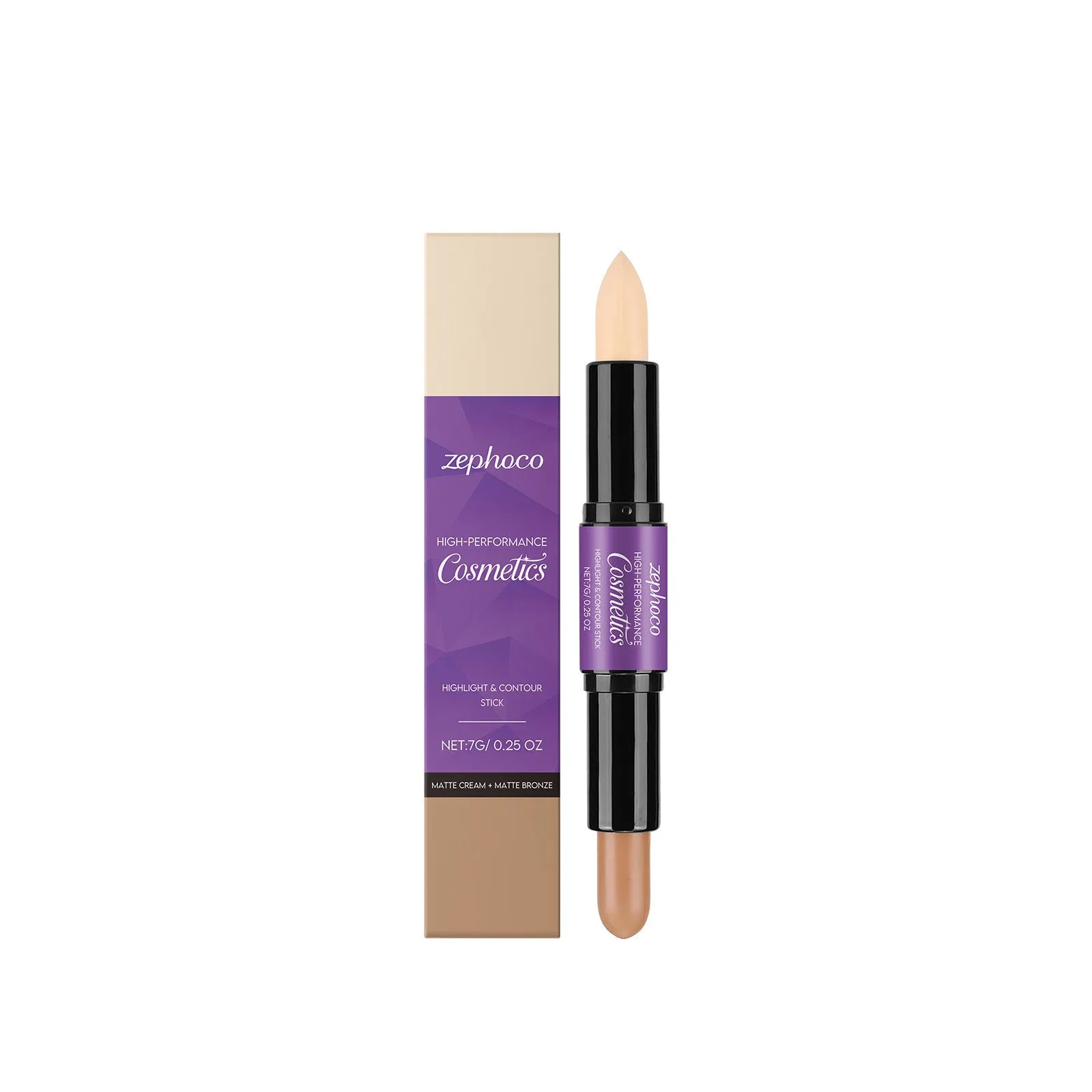 2-in-1 cream highlighter and contour stick make-up set in stick format