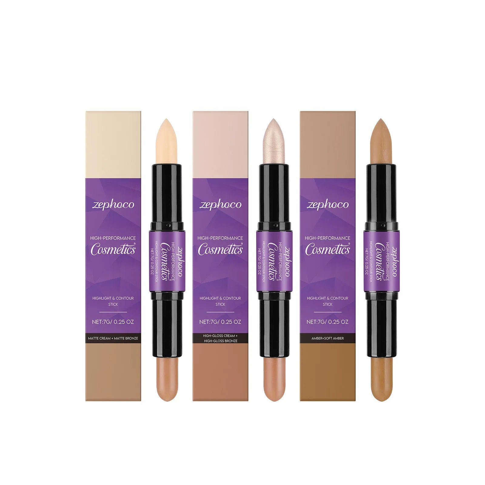 2-in-1 cream highlighter and contour stick make-up set in stick format