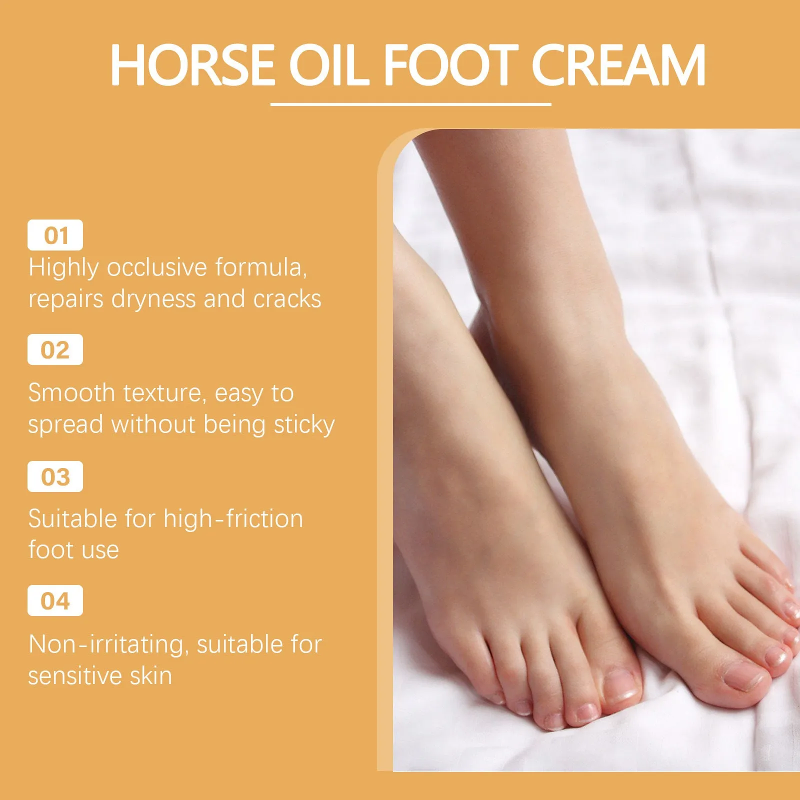 30g jar of foot and neck moisturising cream with mineral oil and horse oil formula