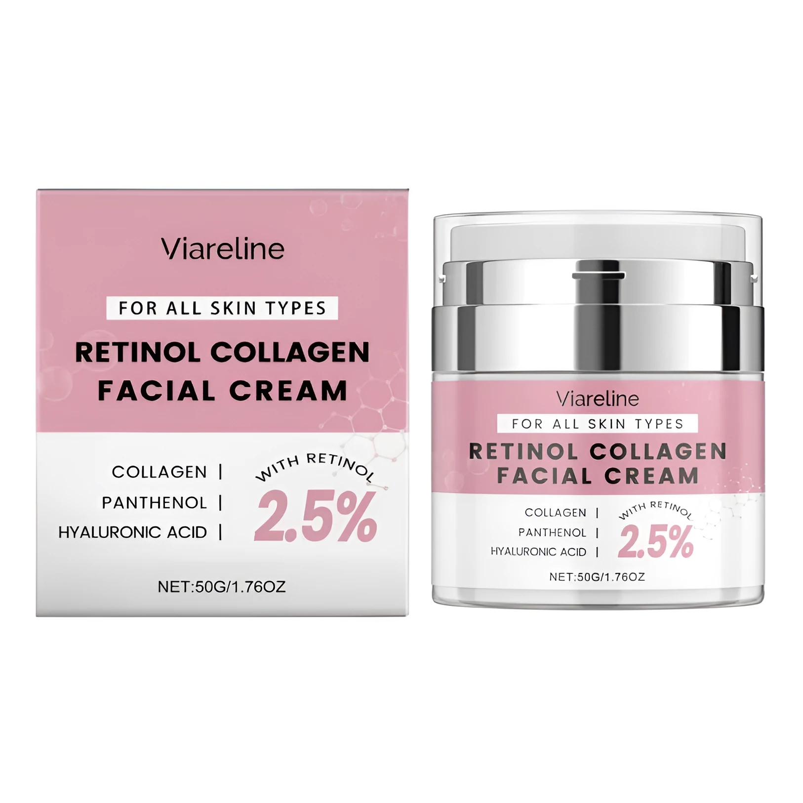 50g retinol anti-ageing cream jar with collagen and hyaluronic acid