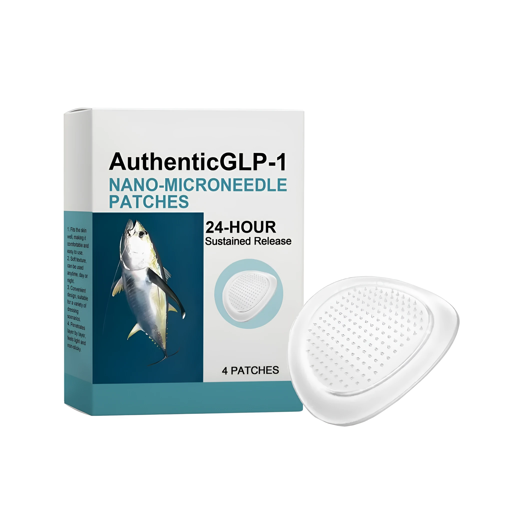 Four microneedle patches for blood glucose control with acetyl hexapeptide-8.