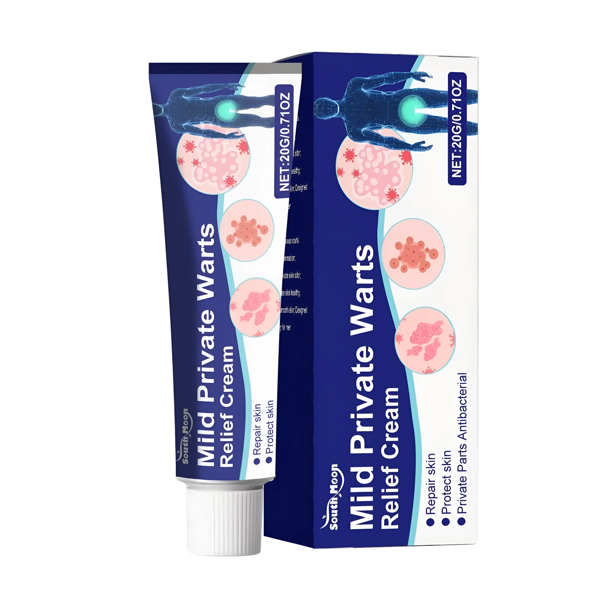 20g tube of warts relief cream with licorice and mint leaves formula