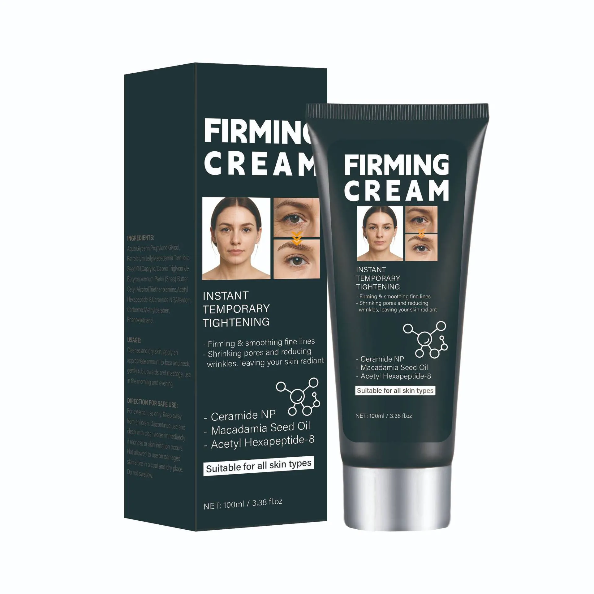 Neutral packaging compact face firming cream 100ml container