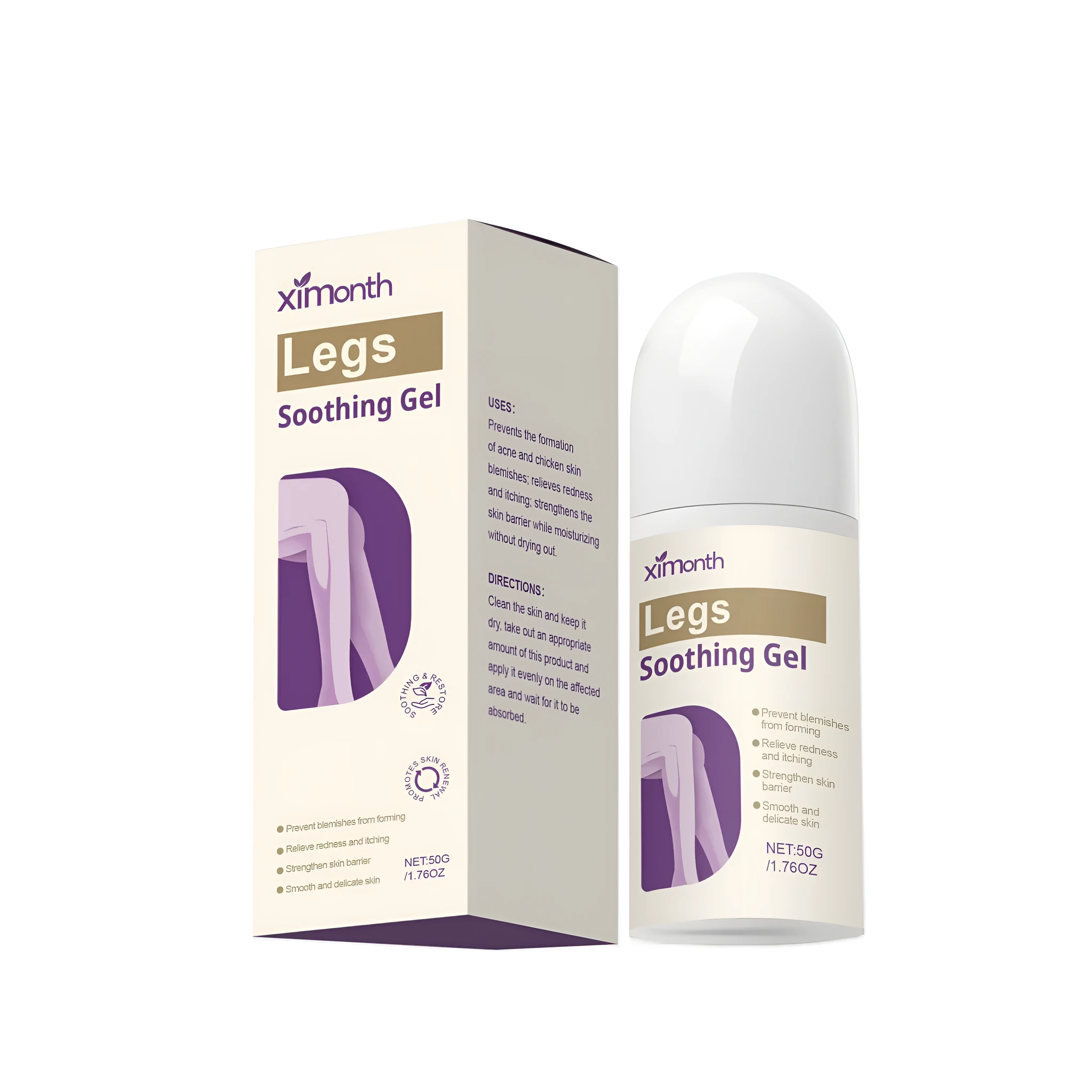 50g tube of skin soothing gel with menthol and Centella asiatica extract.