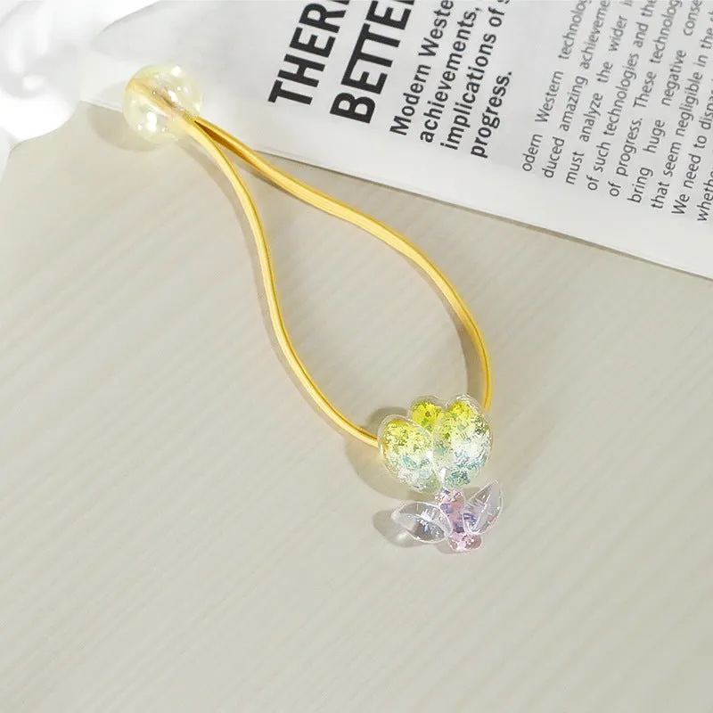 Tulip rubber band hair band in gradient colours with floral decoration