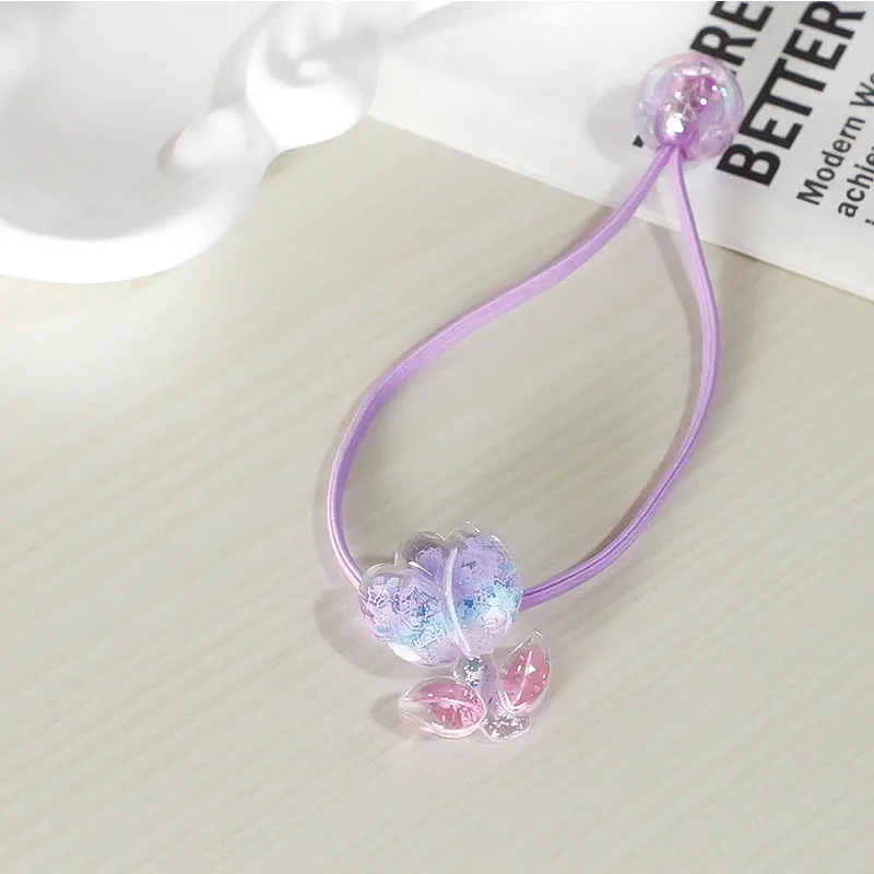 Tulip rubber band hair band in gradient colours with floral decoration
