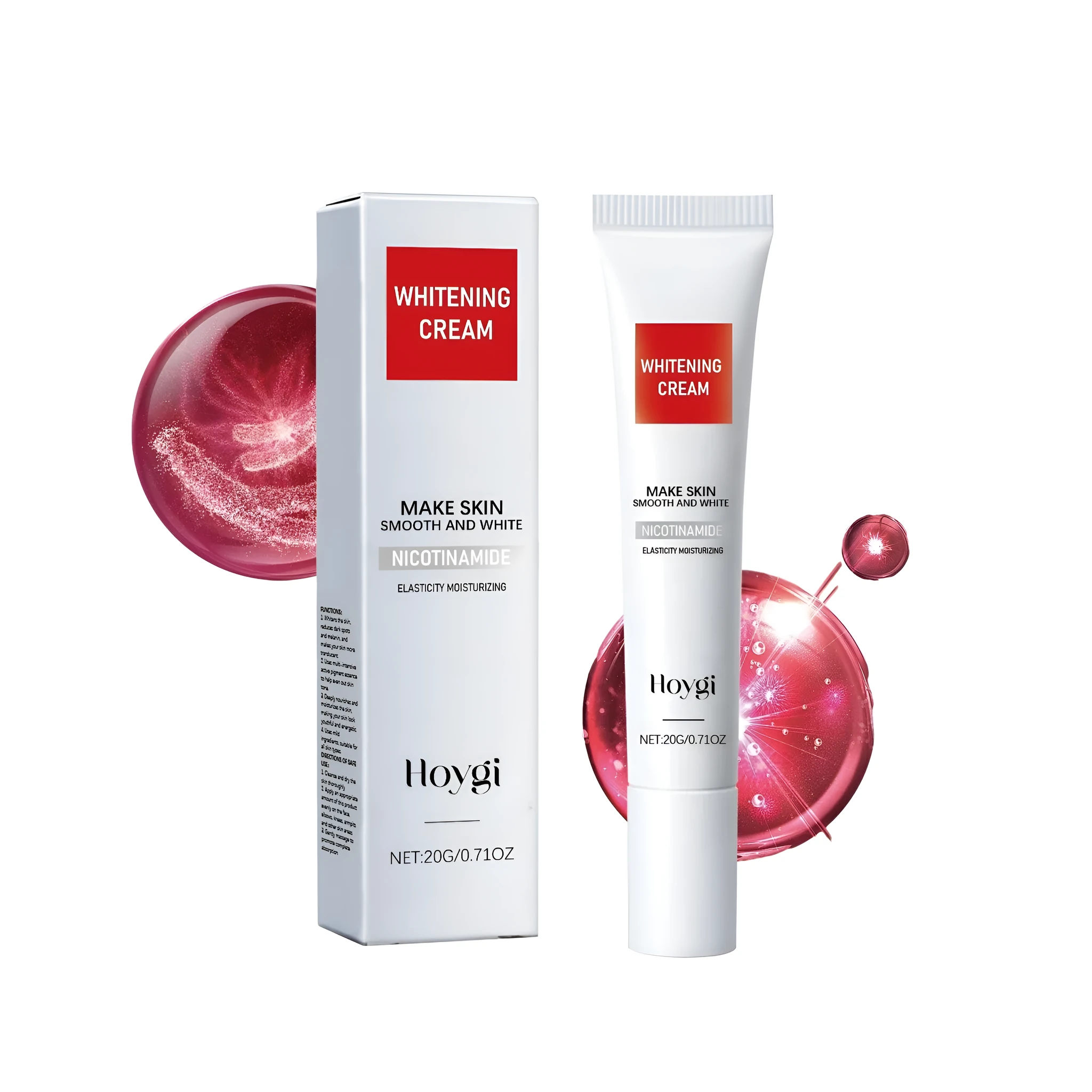 Whitening and brightening face cream in a white jar with orange lid, 20g size