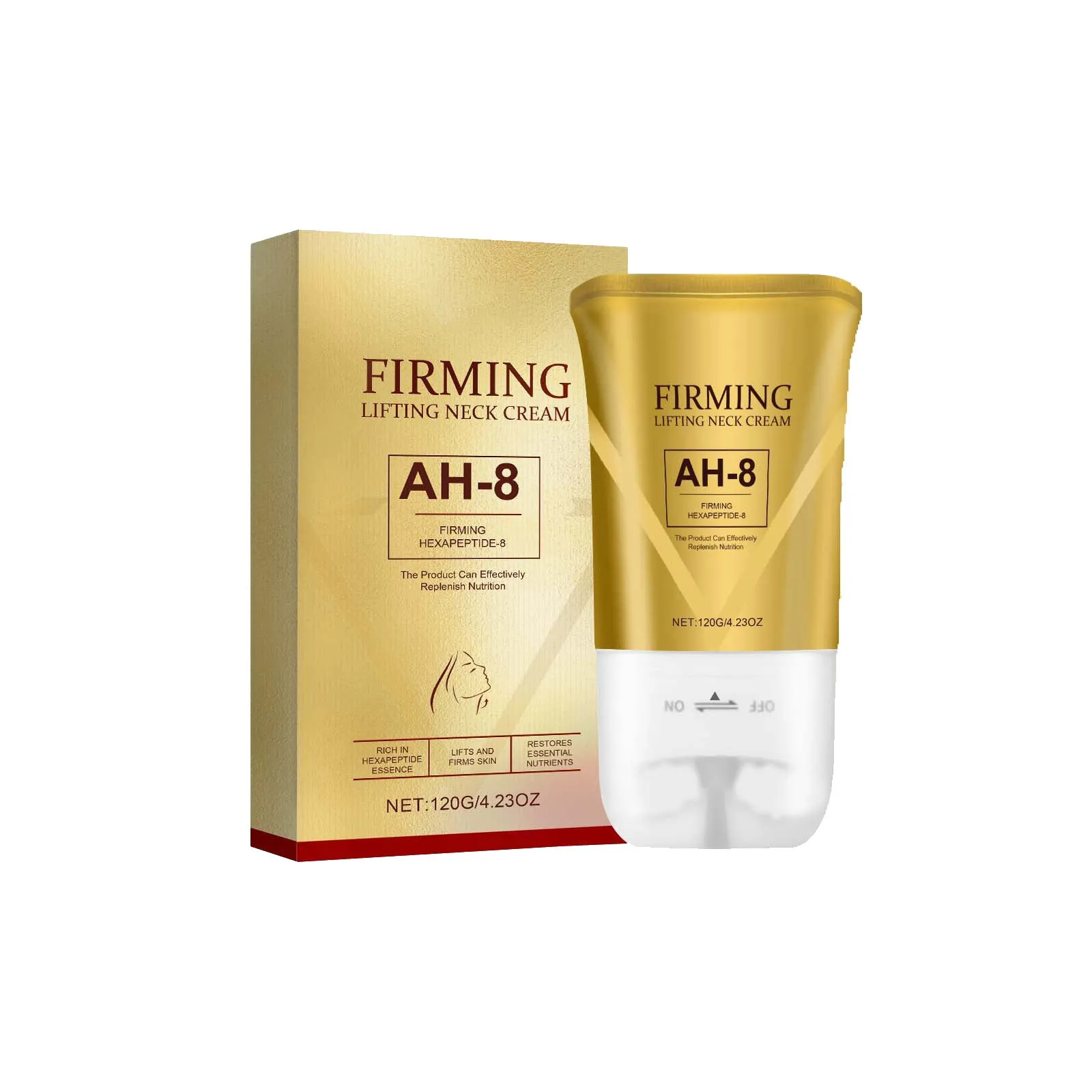 Tightening roller cream for neck lines with roller tool, 120g jar, product size 8.6 x 17.5cm