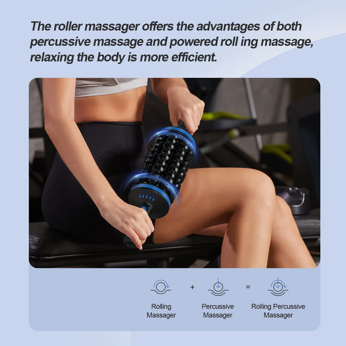 Handheld electric rollers massager with ABS plastic body in blue for back foot and leg massage