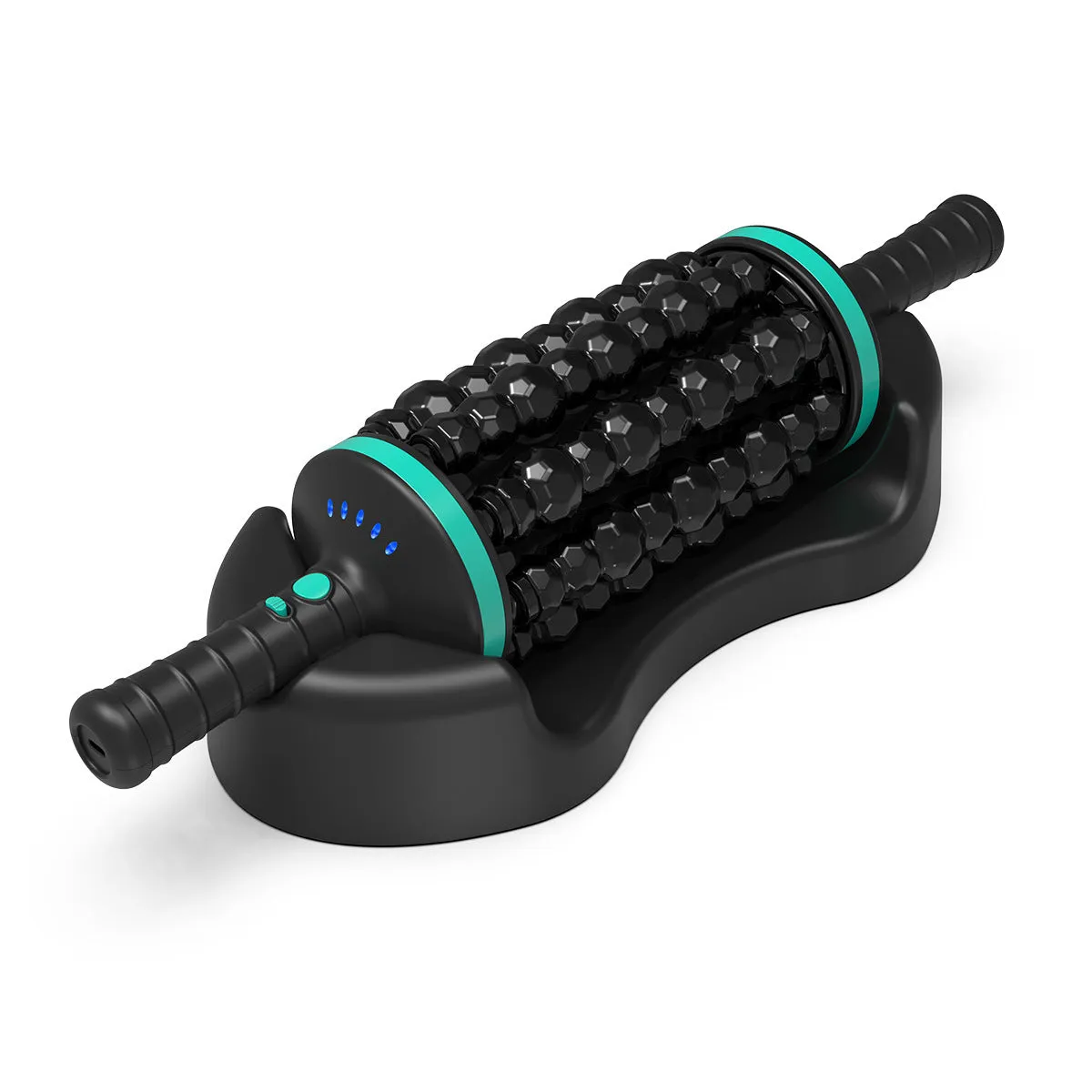 Handheld electric rollers massager with ABS plastic body in blue for back foot and leg massage