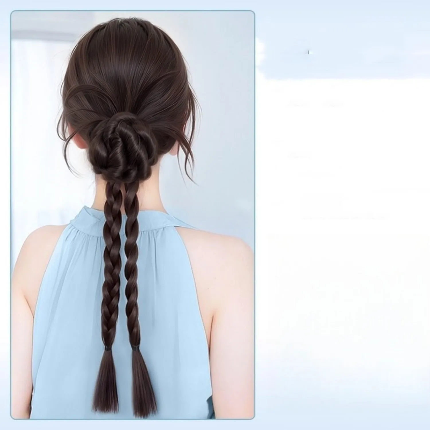 Braided children ponytail in high temperature silk available in multiple brown shades for summer wear
