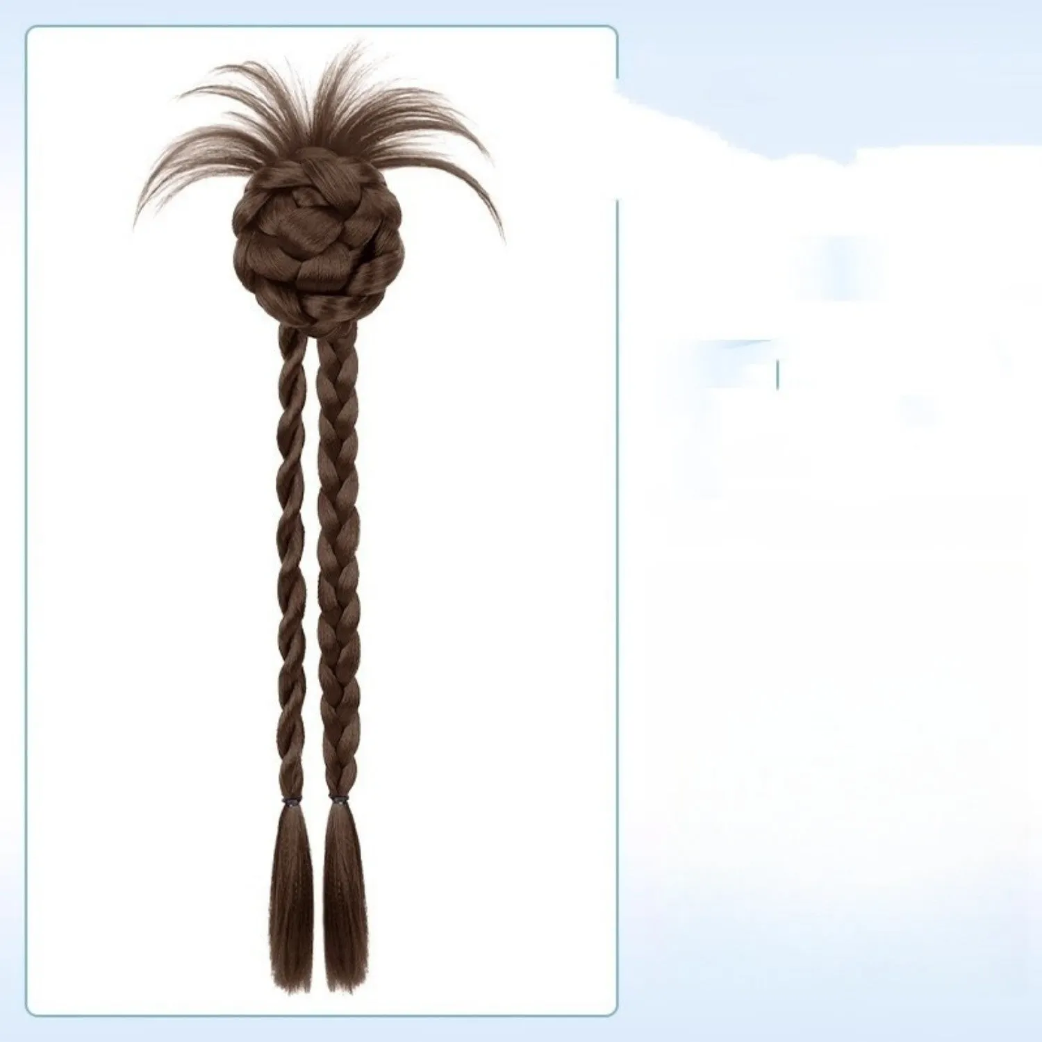 Braided children ponytail in high temperature silk available in multiple brown shades for summer wear