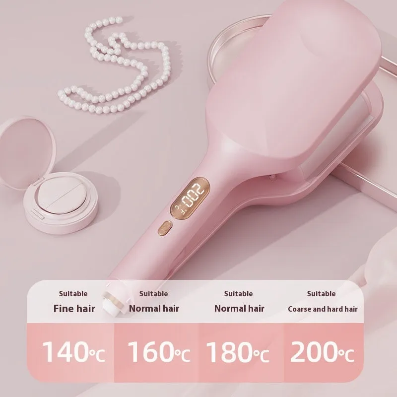 40mm large egg roll deep U LCD hair curler in light purple with wired power cable