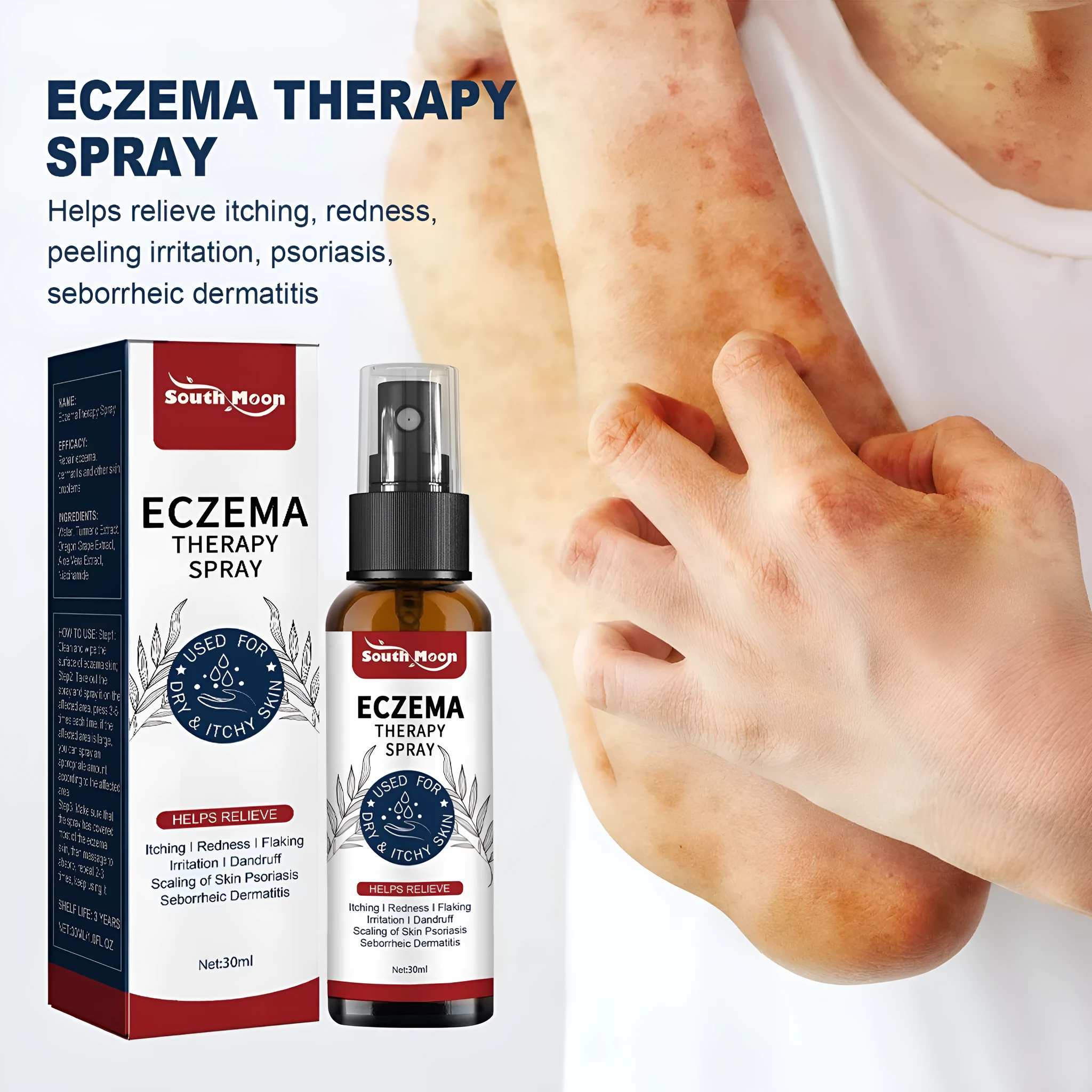 30ml skin itching repair spray with Kraft moss care formulation for body use