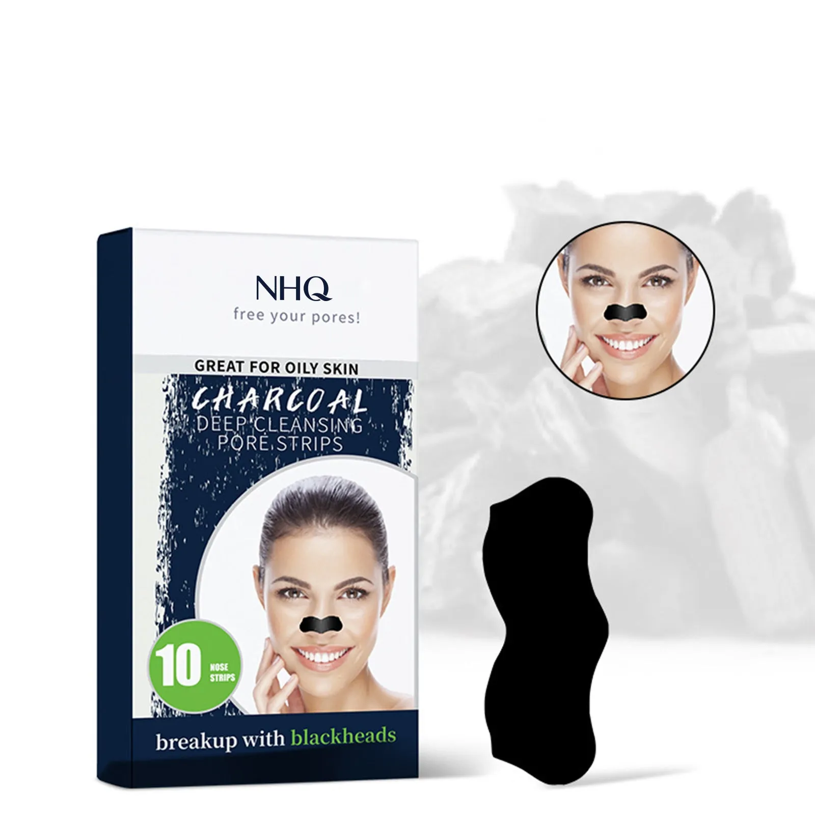 Black and green strawberry pore acne cleanser nose strips 70g unisex T-zone care box