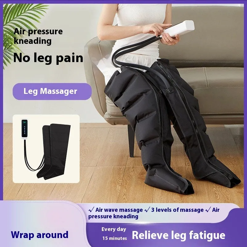 Black air wave leg massage boots fully wrapped calf and foot massager with touch control panel