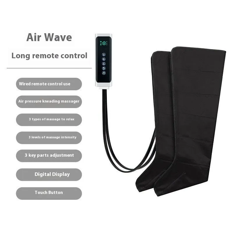 Black air wave leg massage boots fully wrapped calf and foot massager with touch control panel