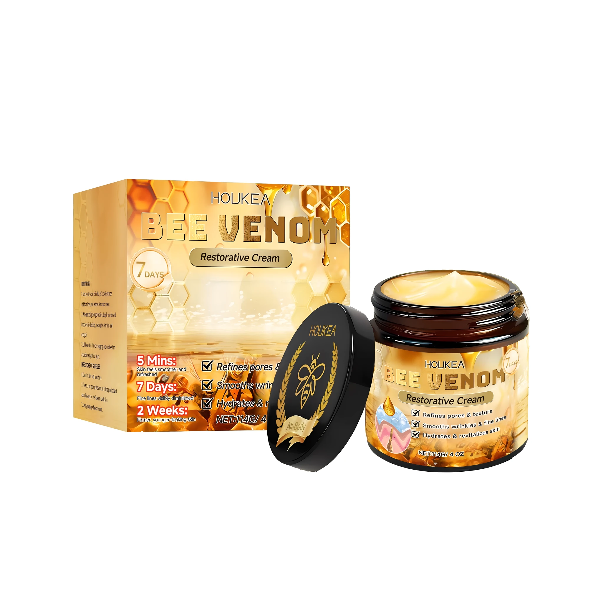 Multi Effect Care Cream 114g tub with ingredients including hyaluronic acid and vitamin E