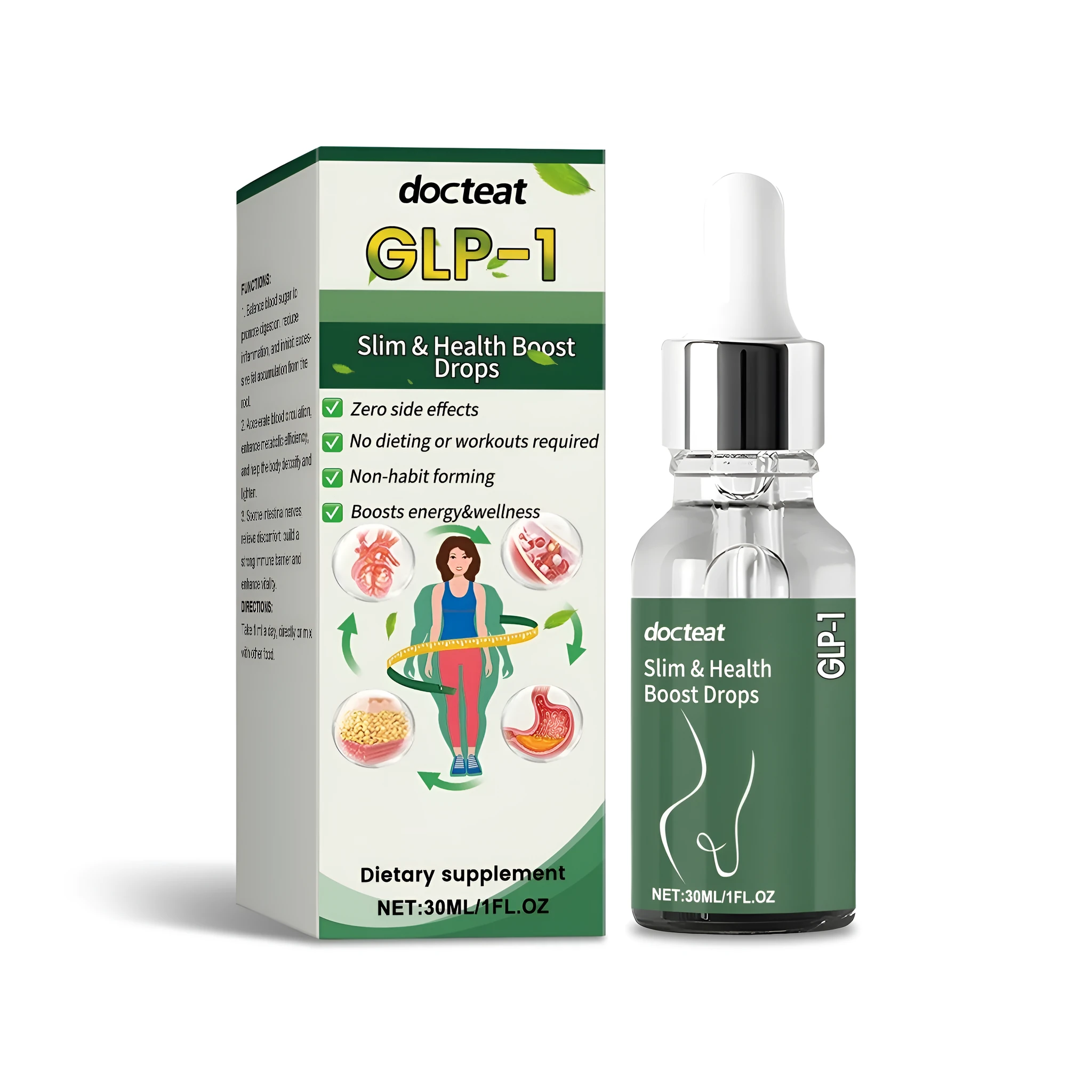 30ml body slimming health drops with Moringa leaf extract and essential oils