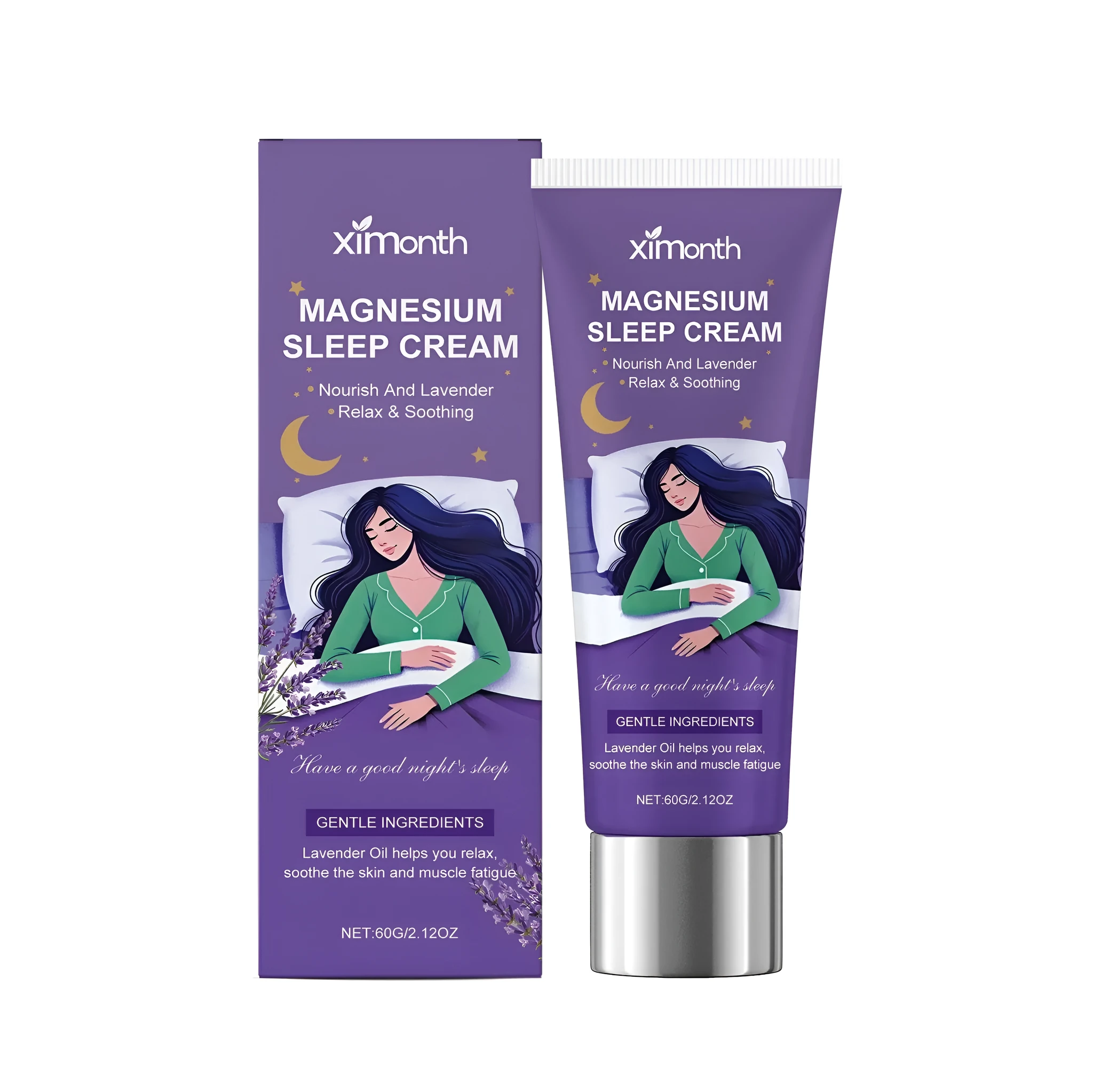 60g tube of Body Soothing Magnesium Cream with lavender oil and allantoin for skin comfort