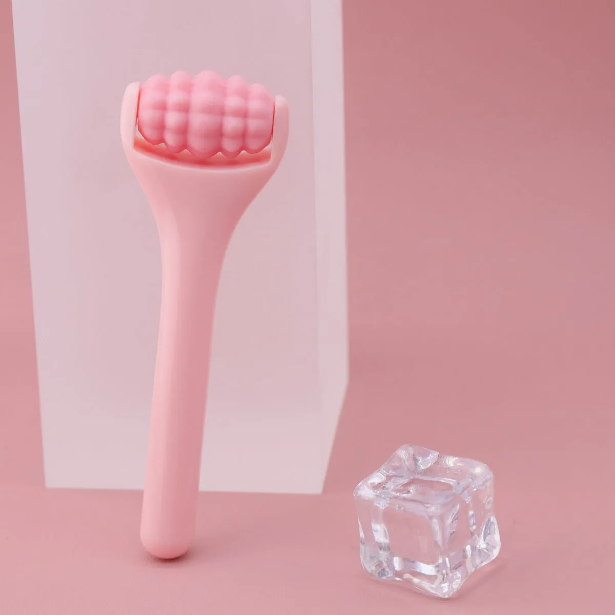 Ice roller eye cream stick 8cm cold compress tool with stainless steel head in pink colour