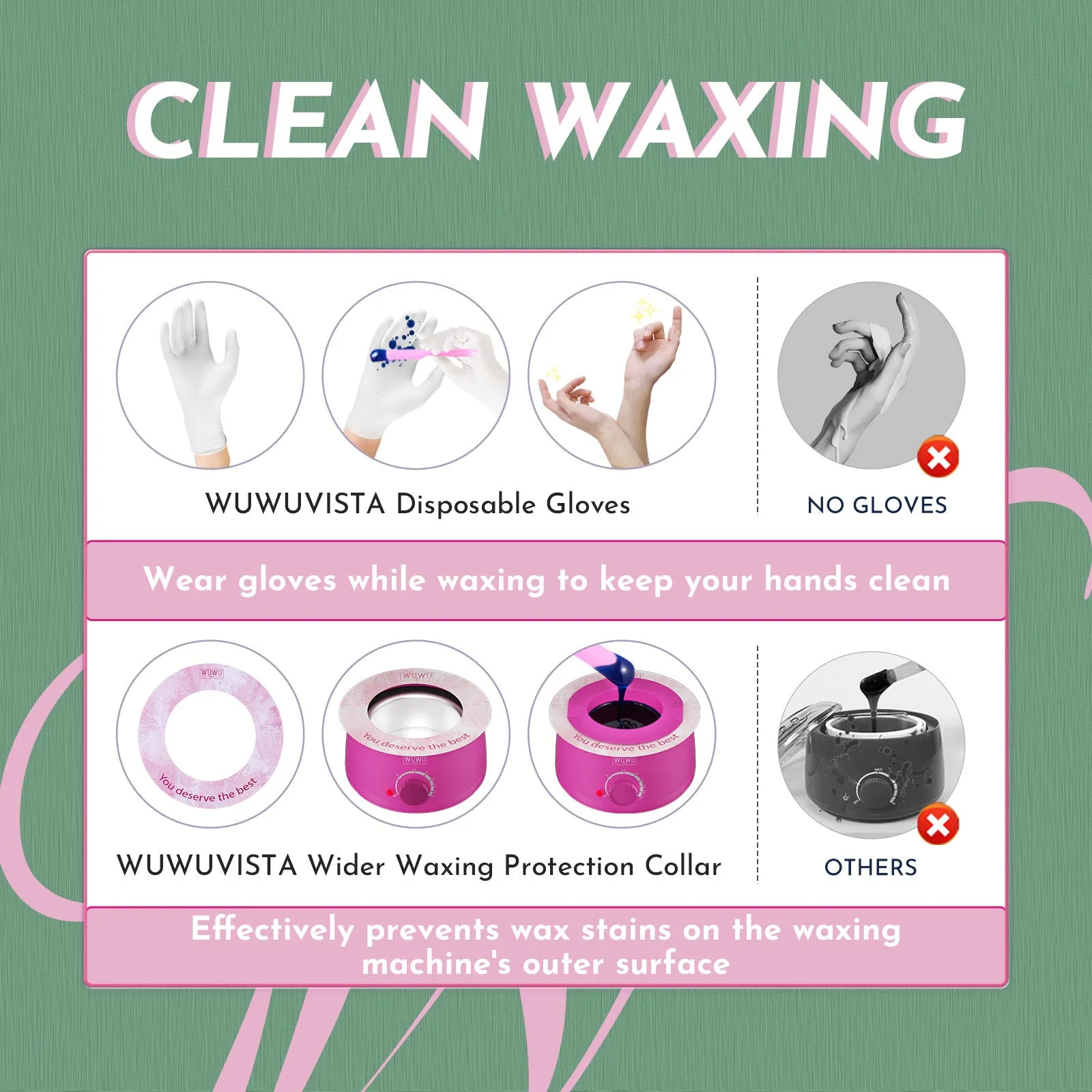 WUWUVISTA 56-piece professional waxing kit with wax warmer, coloured wax beads, applicators, and aftercare products