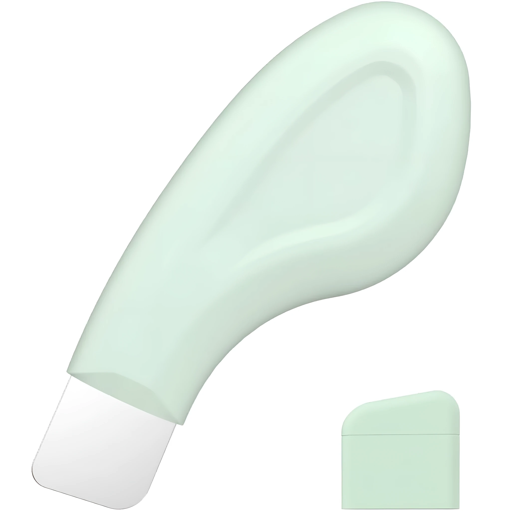 Stainless steel facial pore scraper tool with a non-slip handle for blackhead removal.