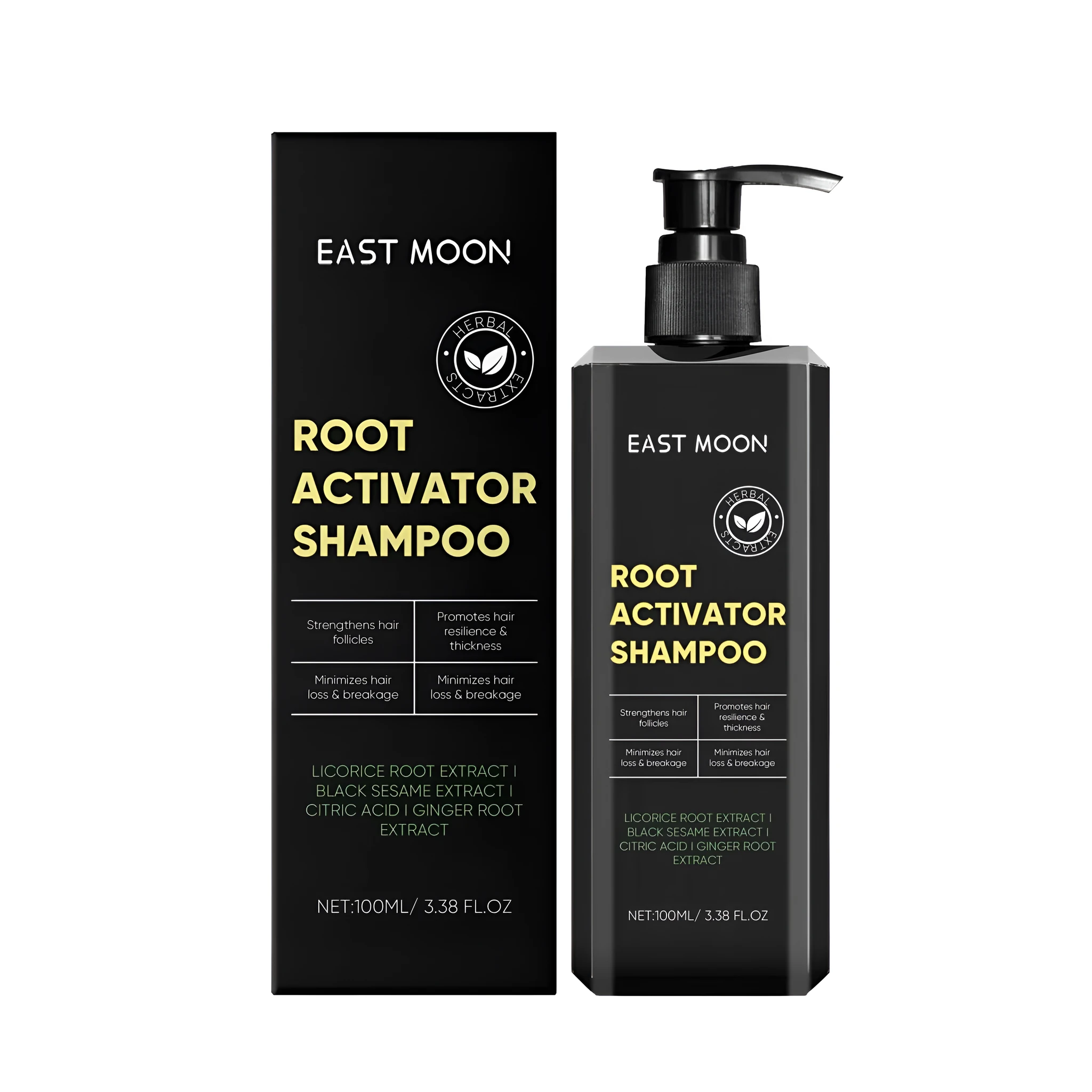 Men's Thick Care Shampoo 100ml bottle with black sesame and ginger root extracts
