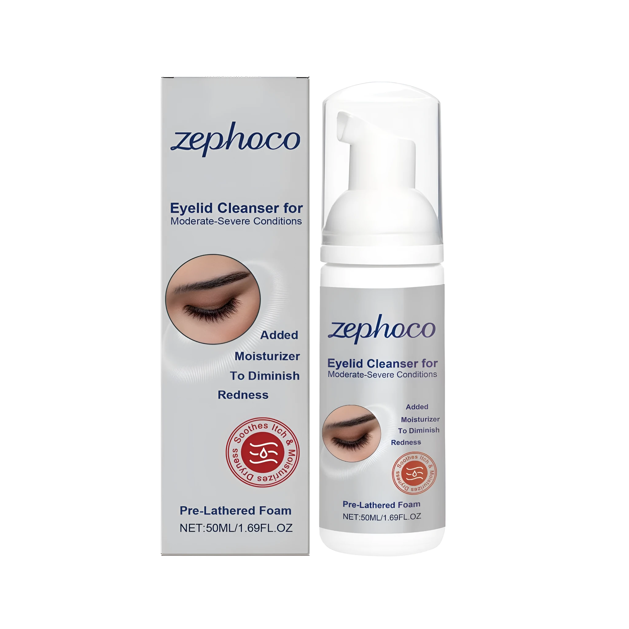 Eyelid cleanser 50ml bottle with tea tree oil and hyaluronic acid for moderate-severe eyelid conditions