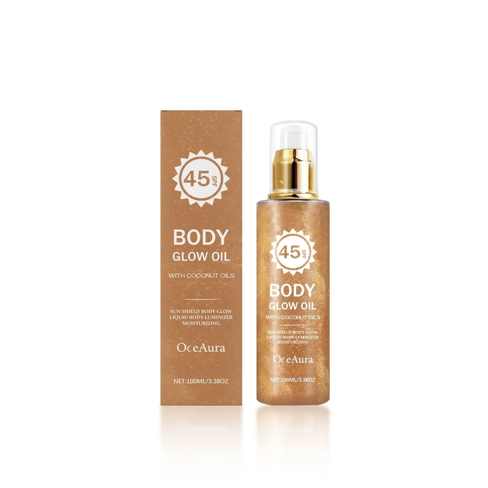 Coconut sparkling sunscreen oil 100ml bottle with UV protection and vitamin E