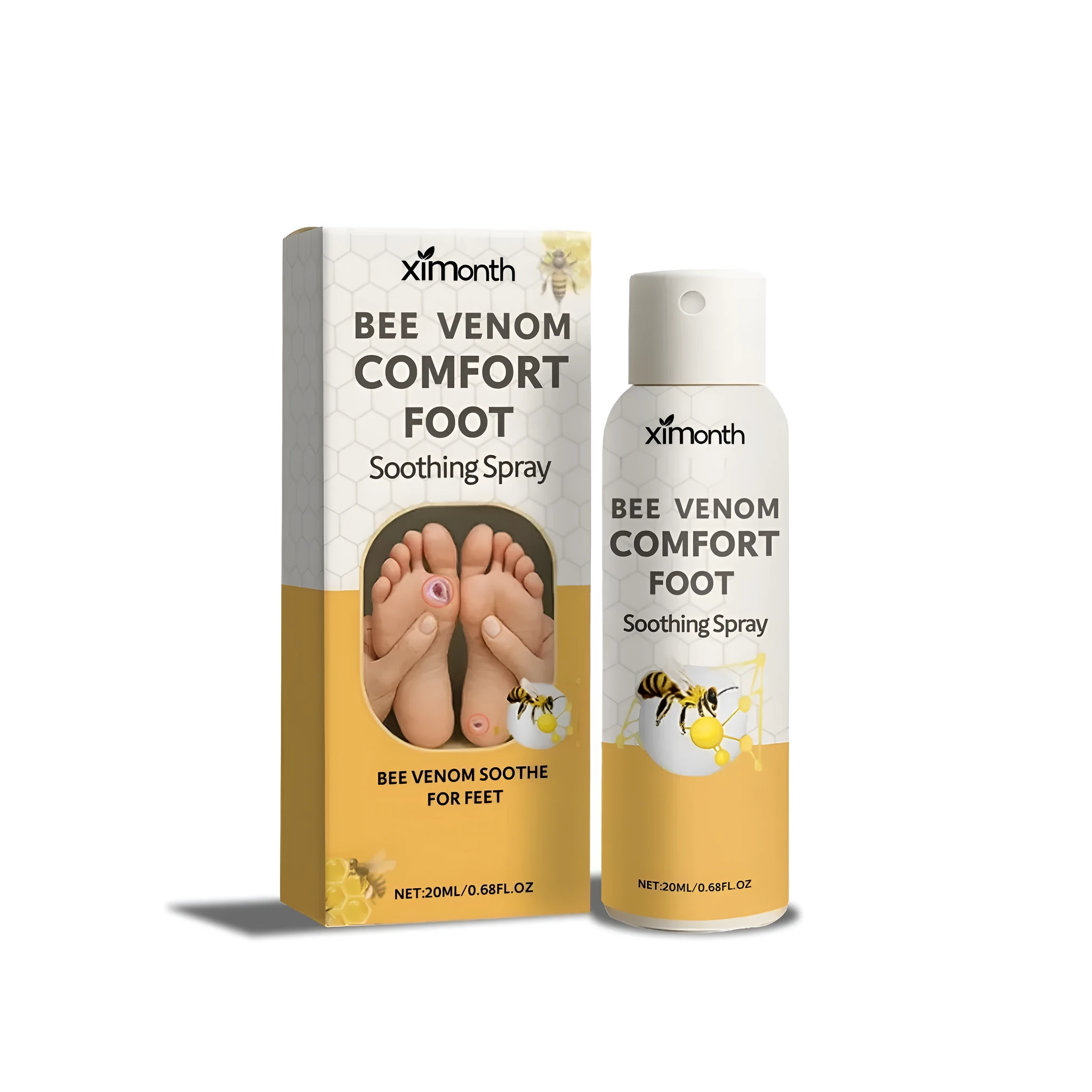 Foot repair spray 20ml bottle with Centella asiatica and bee venom for cracked heels and fungal issues