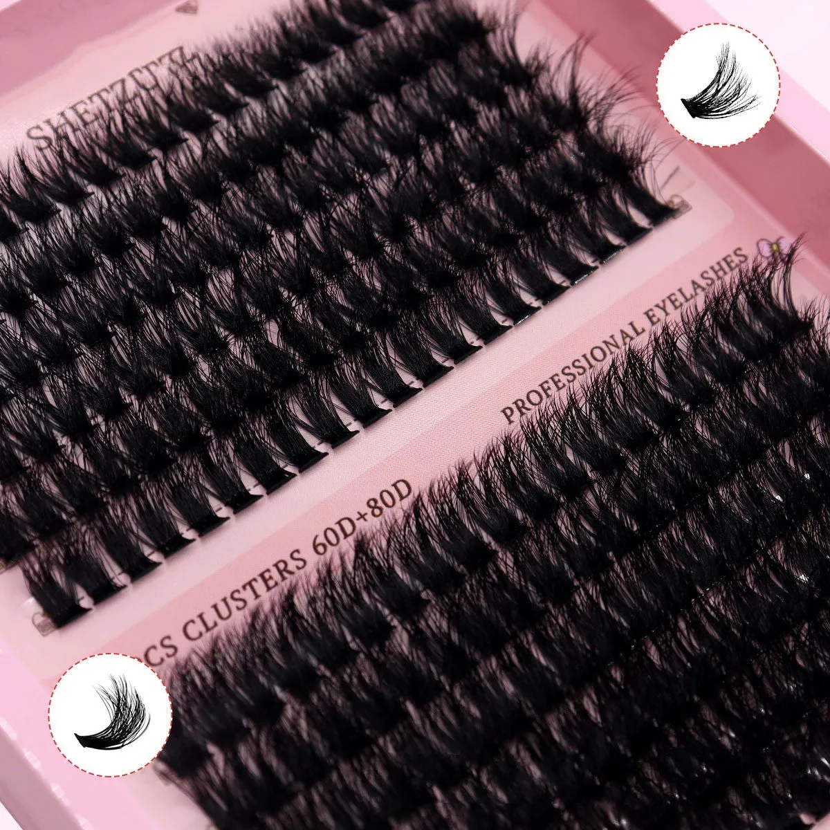 Thick DIY false eyelashes in European American segmented style, imported fibre, cross and feather models in 60D 80D densities