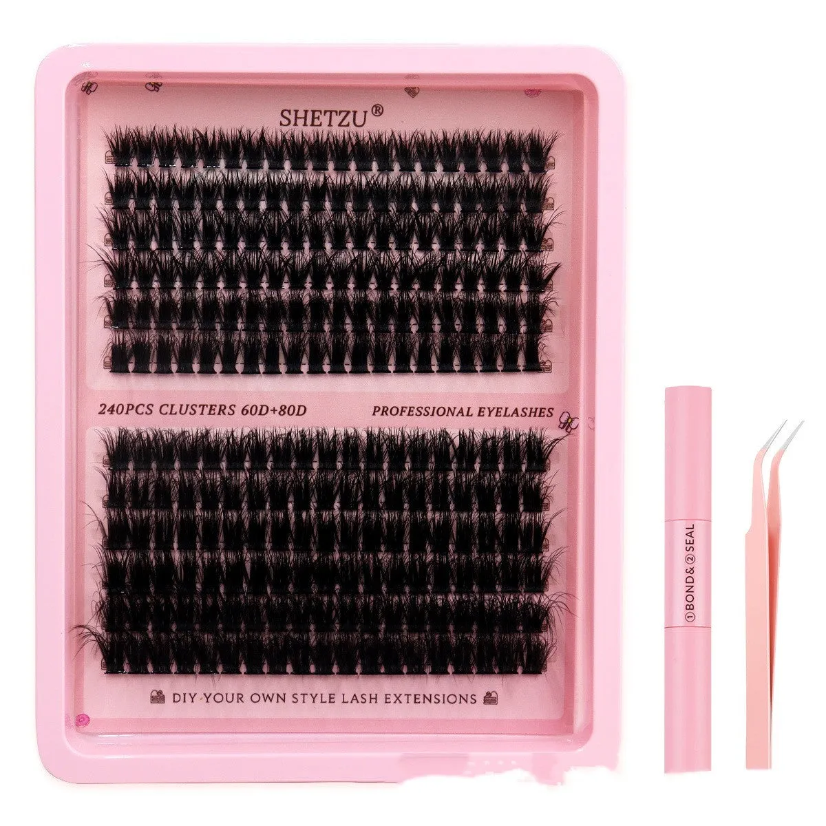 Thick DIY false eyelashes in European American segmented style, imported fibre, cross and feather models in 60D 80D densities