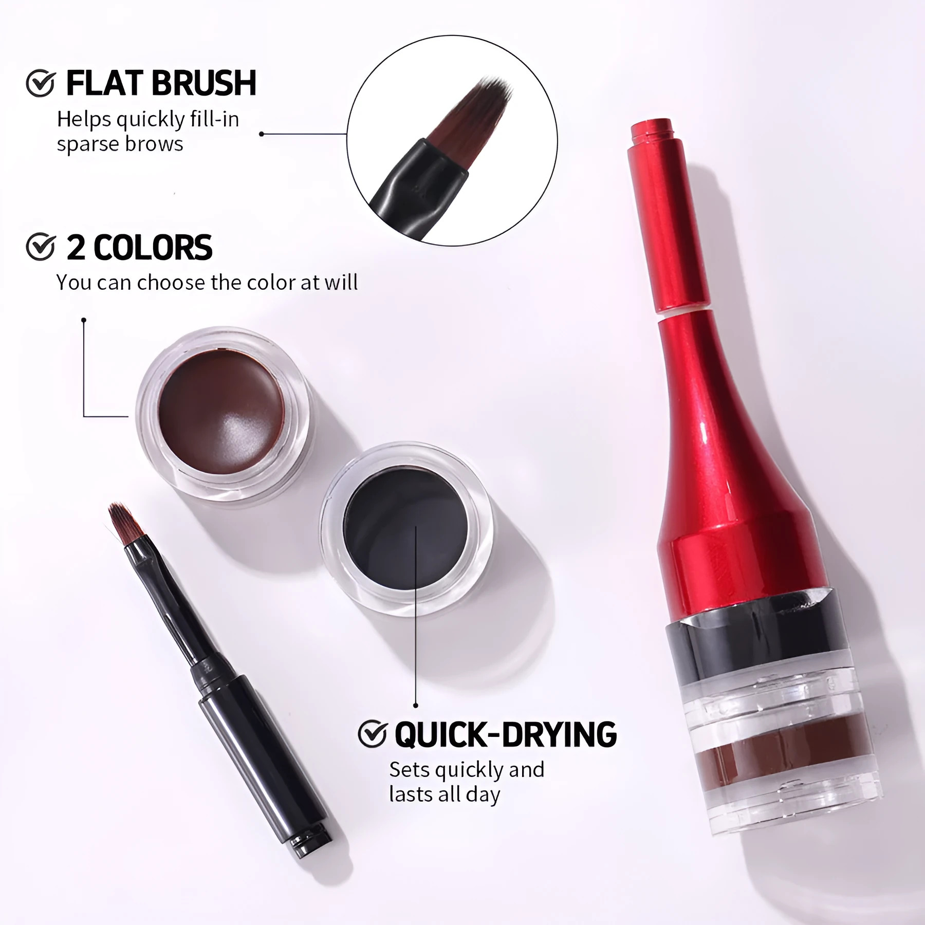 Multifunctional waterproof smooth eyeliner eyebrow pencil brown and black 2g dual-ended