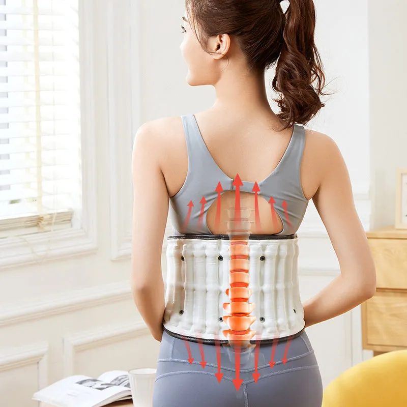 White electric lumbar waist supporter with automatic inflation, shown with a 220V two-pin flat plug.
