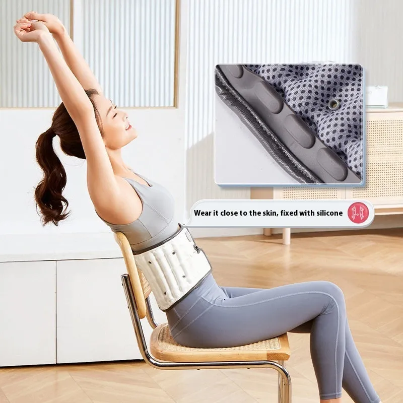 White electric lumbar waist supporter with automatic inflation, shown with a 220V two-pin flat plug.