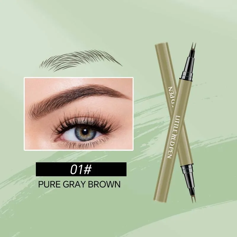 Two fork eyebrow pencil fine liquid applicator in brown and black waterproof formula