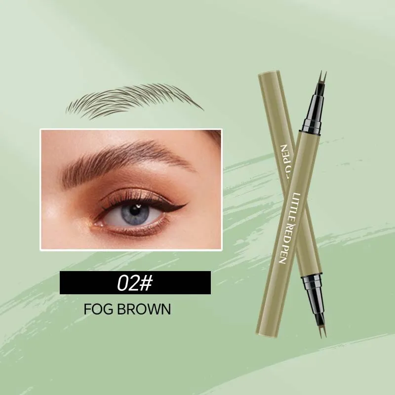 Two fork eyebrow pencil fine liquid applicator in brown and black waterproof formula