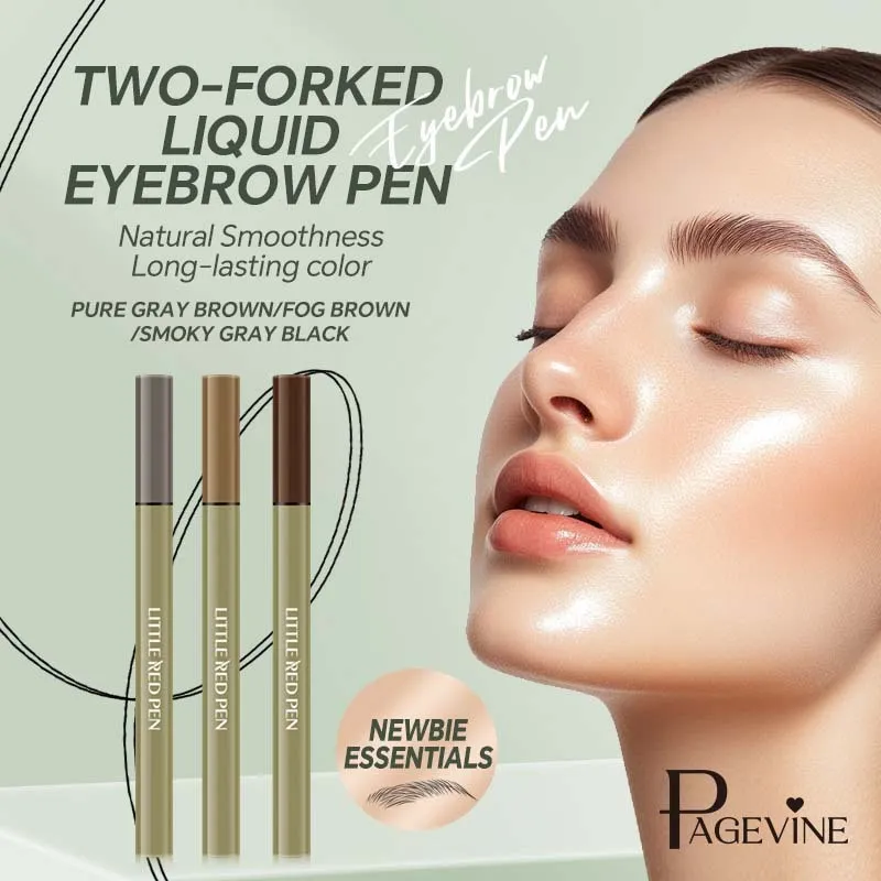 Two fork eyebrow pencil fine liquid applicator in brown and black waterproof formula