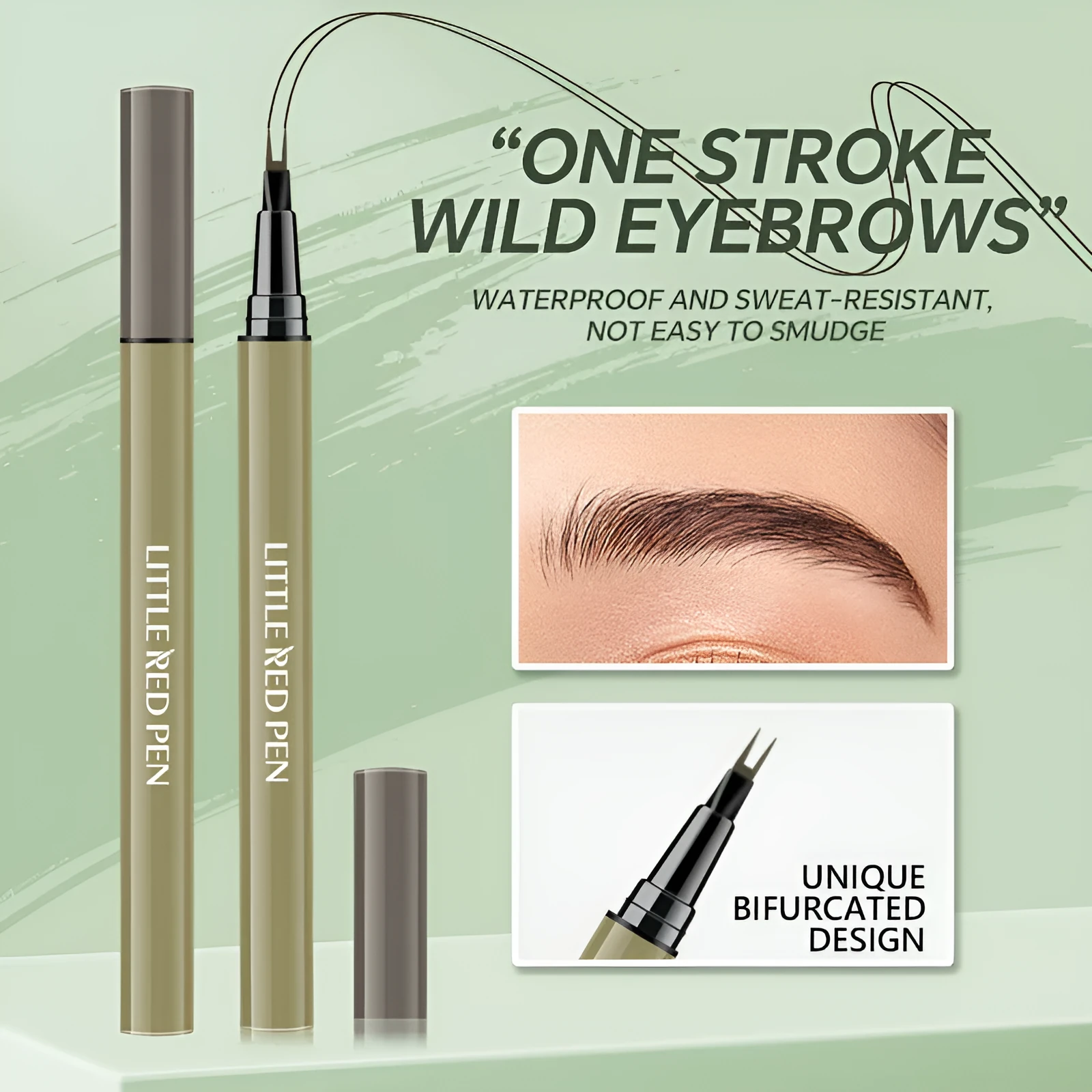 Two fork eyebrow pencil fine liquid applicator in brown and black waterproof formula