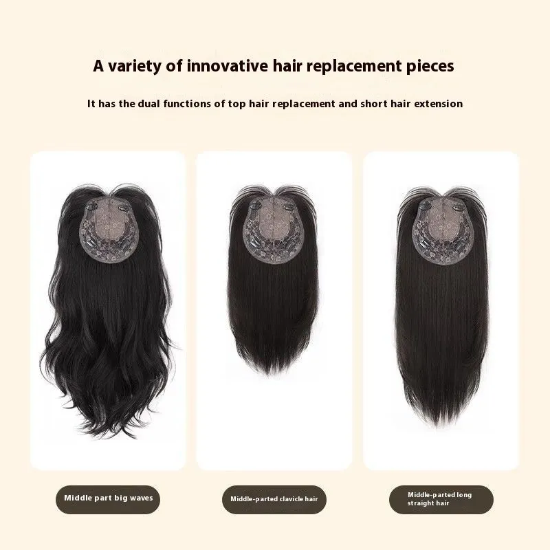 Natural black high temperature fiber wig with big wave style and breathable cap for ladies