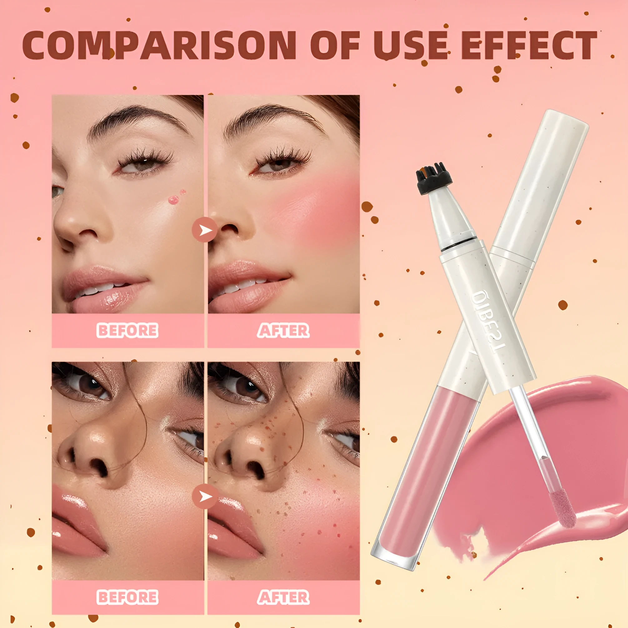 Double-headed powder blusher with matte finish in standard specification