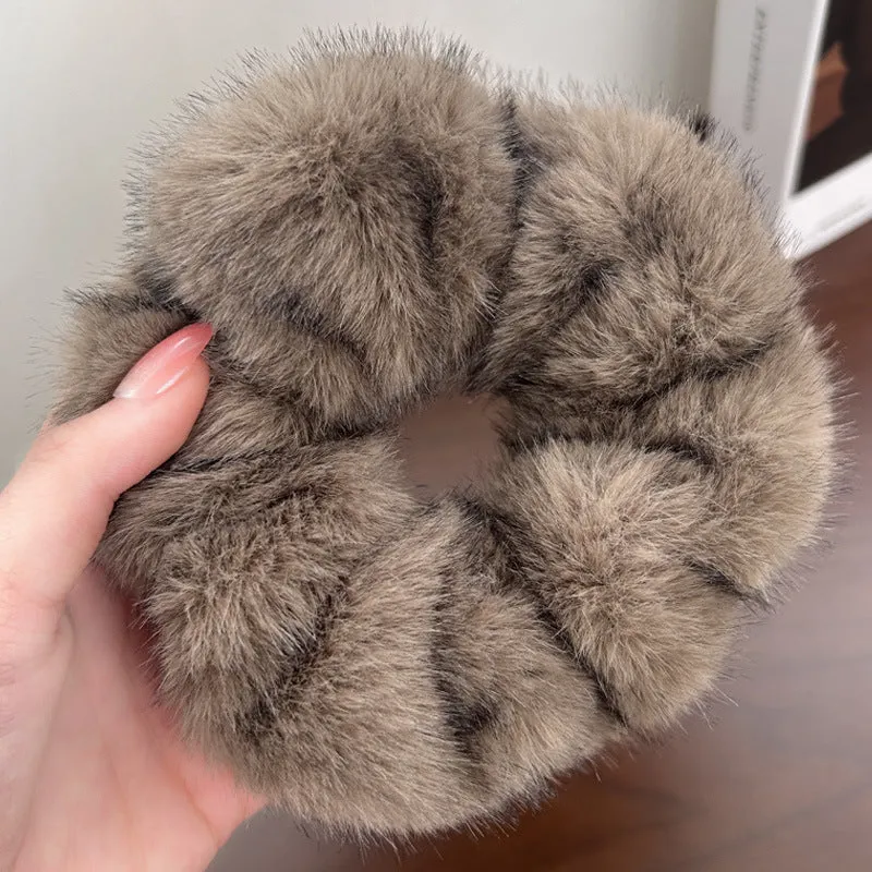 Large intestine hair band in anti-mink fabric, waterproof, available in five colours: black, beige, brown, khaki, gray