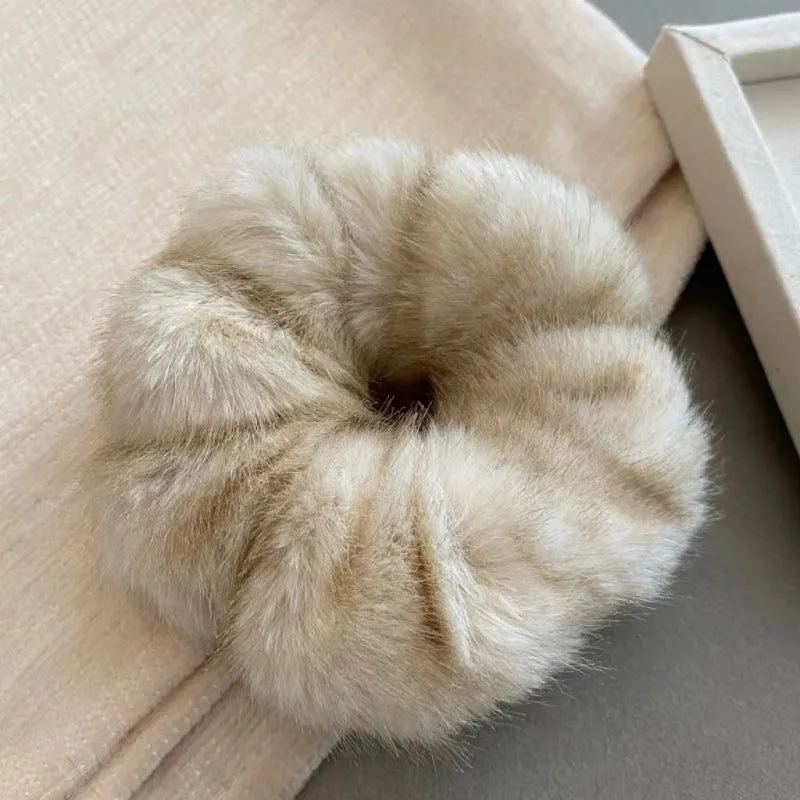 Large intestine hair band in anti-mink fabric, waterproof, available in five colours: black, beige, brown, khaki, gray