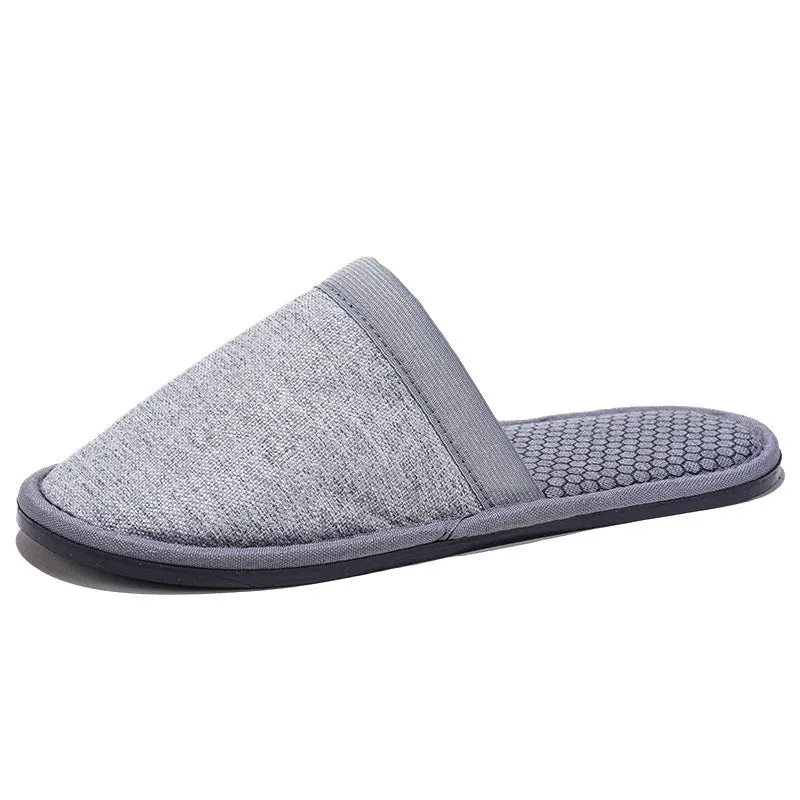 Gray massage slippers with pulse electrode micro current physiotherapy, non-slip sole, linen fabric upper, 260mm or 290mm