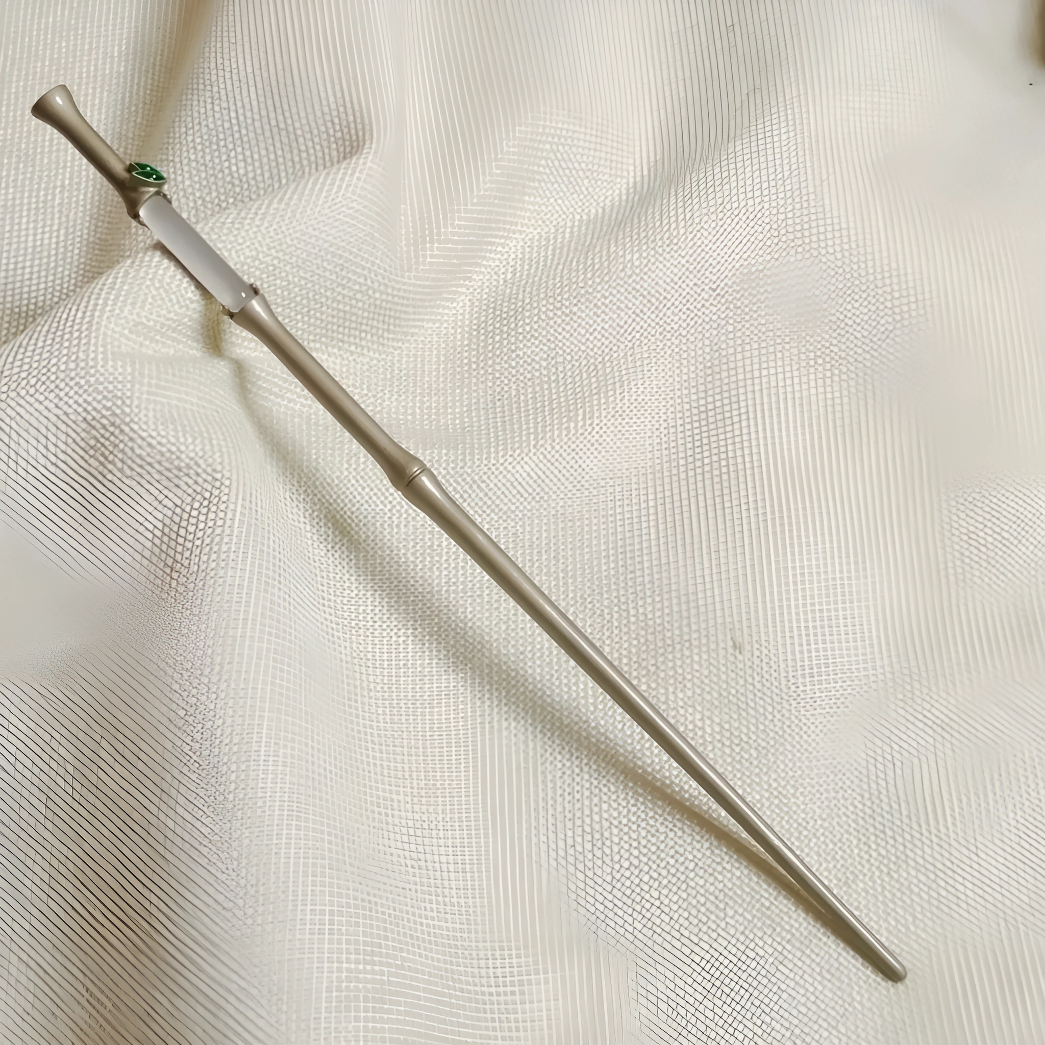 Alloy leaf-shaped hairpin with electroplated finish, style 5365, on neutral background