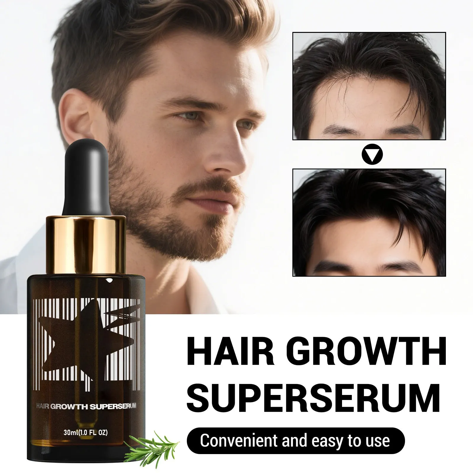 Lightning Star Men's Dense Hair Treatment Oil 30ml white bottle on a plain background